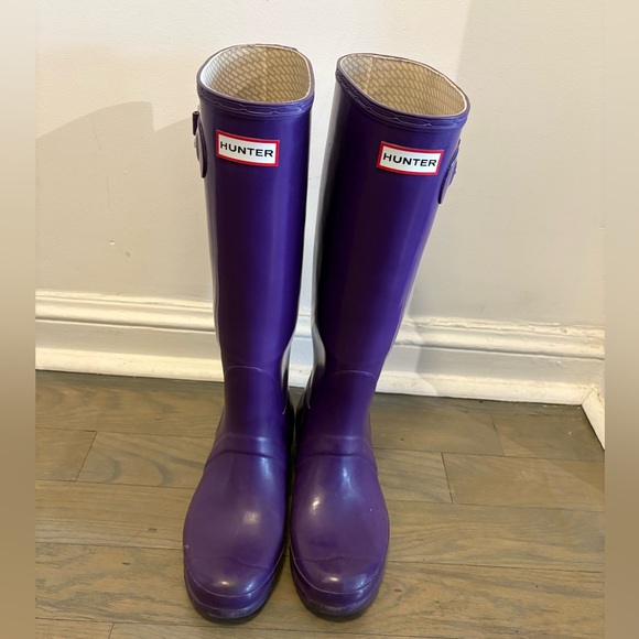 Hunter Shoes - Hunter Tall Rain Boots Purple Gloss – Size 9 EUC